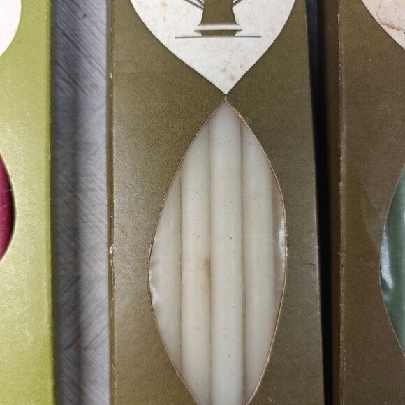 Vintage Danish Floral Tapers Dripless Candles 12 Count Lot of 4 MCM Mid Century - Picture 3 of 5